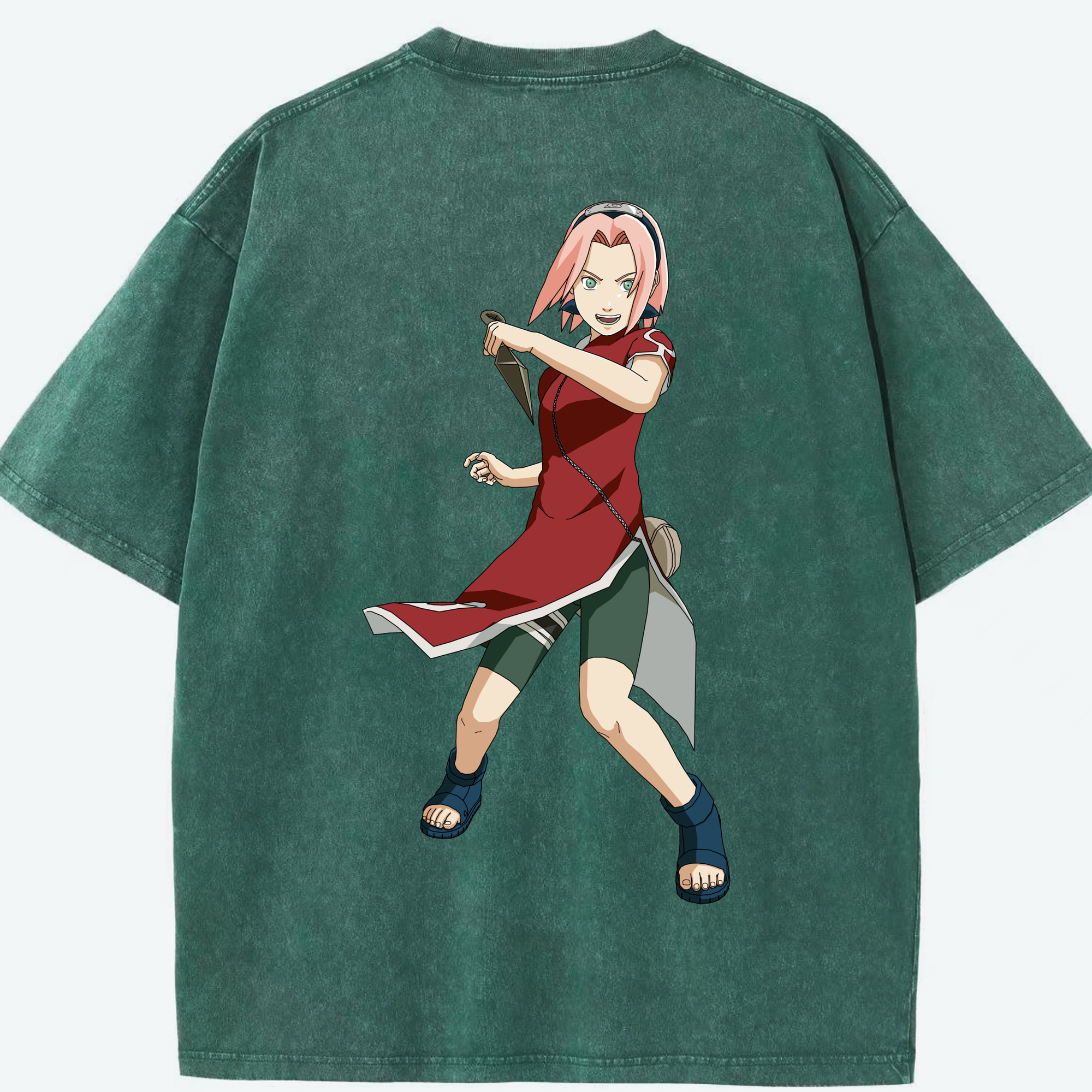 （画像用） NARUTO -ナルト- 春野サクラ Haruno Sakura 綿100% ヴィンテージ風 半袖Tシャツ（背面プリント）